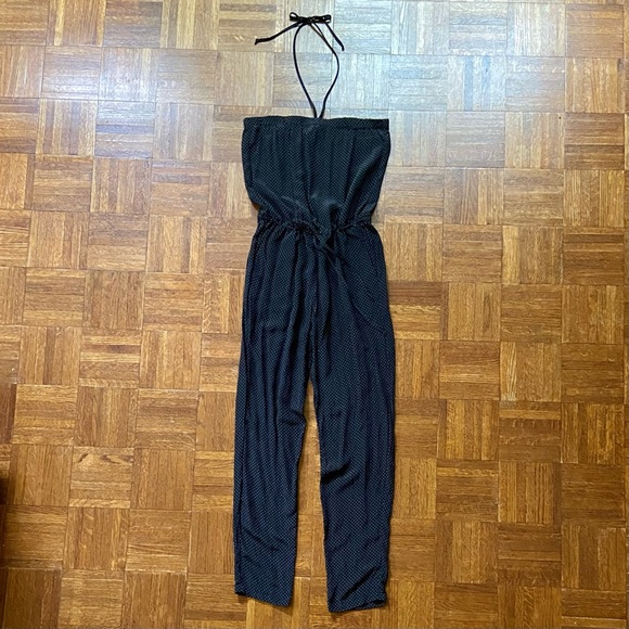 Otte NYC black print silk halter strapless jumpsuit - Picture 3 of 7